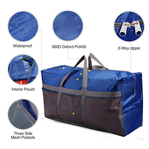 REDCAMP Foldable Travel Bag, Large Sports Bag, 75L/96L/100L, Lightweight Waterproof Tote Bag - color: Dark Blue 96L
