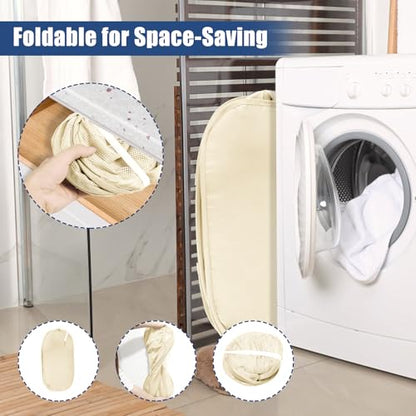 Collapsible Laundry Baskets, Upgrade Pop Up Laundry Hamper with Convenient Bags, Foldable Laundry Basket Mesh Light Weight, Easy to Carry Clothes Hampers for Laundry, Dorm, Toys, Travel Beige - color: Beige