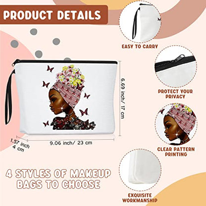 Roowest 8 Pcs Juneteenth African American Gifts for Women Bulk Inspirational 4 Tote Bags 4 Makeup Bags Zipper Work Travel(Classic Style) - style: Classic Style