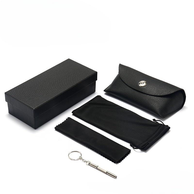 Portable Leather Glasses Case Anti-pressure Glasses Bag Coin Purse Storage Bag Suitable for Men and Women - color: Lychee Black