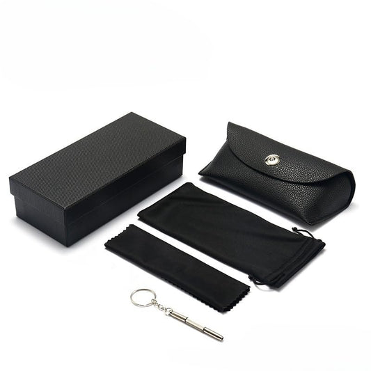 Portable Leather Glasses Case Anti-pressure Glasses Bag Coin Purse Storage Bag Suitable for Men and Women - color: Lychee Black