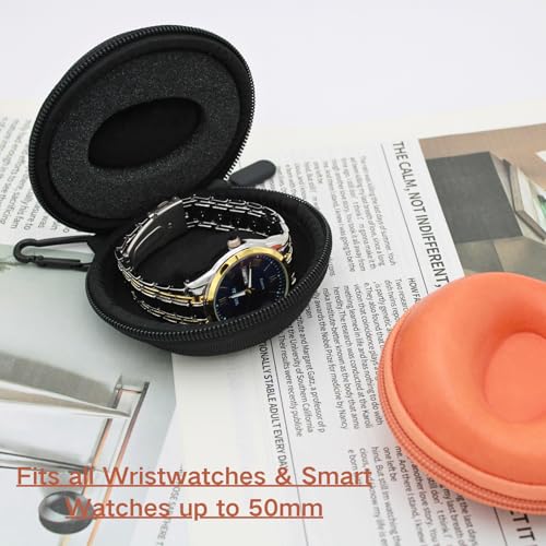 Watch Travel Case Single Storage - Fits all Wristwatches & Smart Watches up to 50mm Nylon Portable Watch Travel Box Organizer and Display for Men and Women - color: NL-BLACK