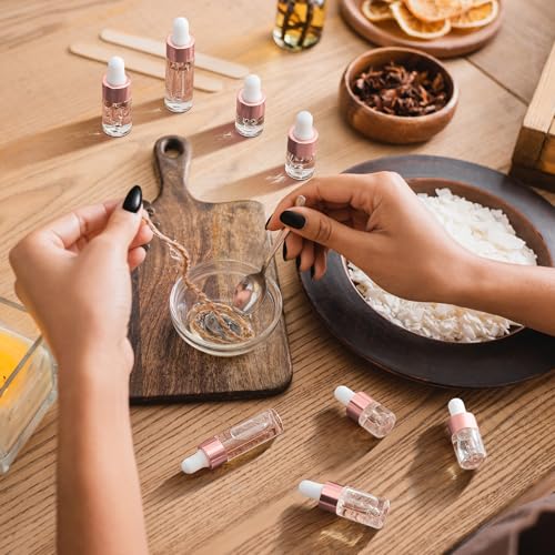 Didaey 20 Pcs Mini Glass Oil Dropper Bottle Bulk, Clear Essential Small Empty Bottles Sample Containers Perfume Liquid Vials with Cap for Traveling (1ml,2ml,3ml,5ml,Rose Gold) - color: Rose Gold, size: 1ml, 2ml, 3ml, 5ml