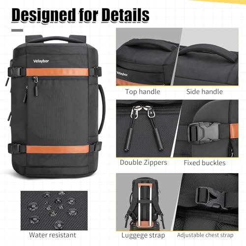 42L Travel Backpack with 4 Packing Cubes, TSA Friendly Flight Approved Carry-On Bag, Water-Resistant Weekender Business Backpack for Men Women, Fits 17.3" Laptop - color: Black