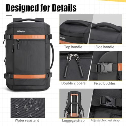 42L Travel Backpack with 4 Packing Cubes, TSA Friendly Flight Approved Carry-On Bag, Water-Resistant Weekender Business Backpack for Men Women, Fits 17.3" Laptop - color: Black