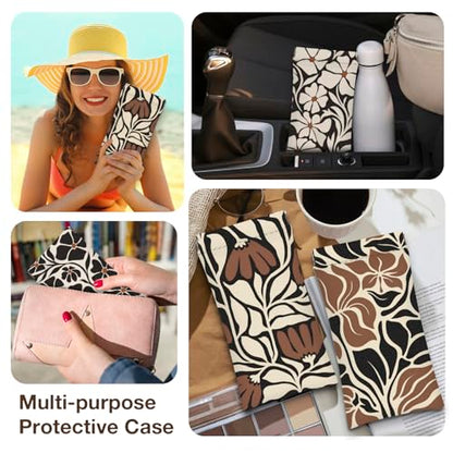 Eyeglass Cases 4 Pack,Boho Floral Pattern Sunglasses Case,PU Leather Soft Eye Glass Pouch for Women Men Student - color: Brown-floral