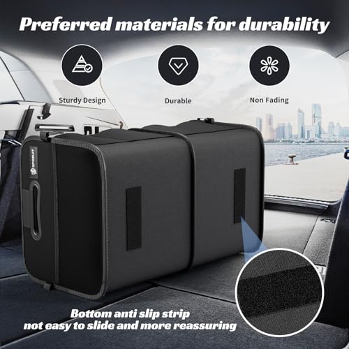 Sposuit Trunk Organizer for Car - 70L Collapsible Car Storage with 11 Pockets & Reinforced Handles, SUV Trunk Organizers for Grocery Cargo(Black) - color: Black, size: Large