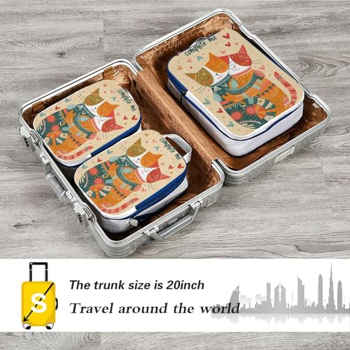 Reusable 3 Set Travel Packing Cubes For Suitcases 100% Polyester Travel Bags For Luggage, Complete Me Cats Warm (3 Set)