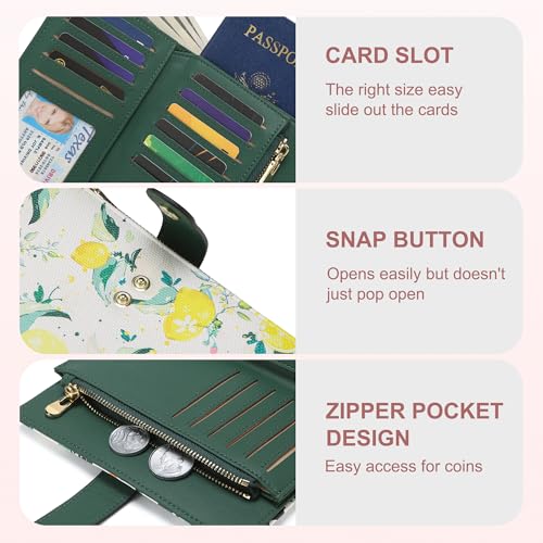 yiijay Womens Wallet RFID Blocking Vegan Leather Trifold Clutch Credit Card Holder Ladies Travel Wallet Purse with Pen Holder - color: 2Lemon