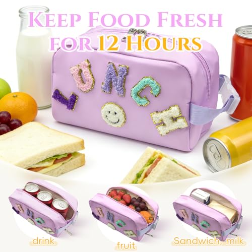 Small Lunch Bag for Girls with 2 Ice Packs, Insulated Mini Lunch Box, Freezable Cooler Bag for Kids Toddler, Reusable Snack Bags for School, Cute Lunchbox Back to School Supplies