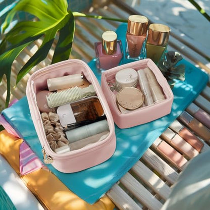 Pocmimut Clear Makeup Bag, Easy to Find Mini Makeup Bag for Purse, Travel Makeup Bag for Car, Compact Cosmetic Pouch for Daily Essentials,Pink - color: Pink, style: Mini