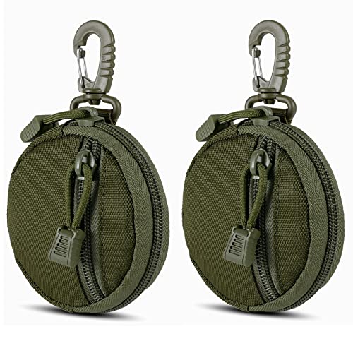 FRTKK 2 Pack Tactical Compact EDC Pouches Military Molle Utility Pouch Accessories Organizer Pouch Coin Purse Keychain Pocket Credit Card Holder Waist Pack - color: Army green