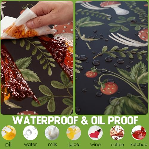 Picnic Table Cover with Bench Covers Waterproof Elastic Rectangle Furniture Fitted Table Cloth Tablecloth Glamping Camp Camper Camping Essentials Outdoor Road Trip Rv Car Travel Vacation Canping Gear - color: Black Green Mushrooms, size: 72in