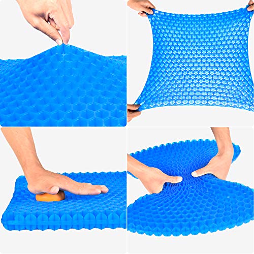 Gel Seat Cushion, Cooling seat Cushion (Super Large & Thick), Breathable Honeycomb Design Absorbs Pressure Points Seat Cushion, Gel Cushion for Office Chair, Home Car seat Cushion for Wheelchair - color: Blue