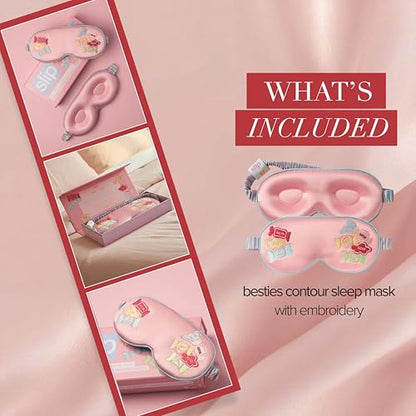 slip Besties Contour Sleep Mask | Pure Silk, 100% Mulberry Silk | Contoured Design | Soft, Gentle on Skin, Adjustable Strap for Perfect Fit | Ideal for Restful Sleep - color: Besties