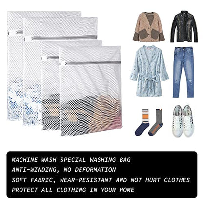 Extra Large Honeycomb Mesh Laundry Bag125gsm Net Fabric Durable and Reusable Delicate Wash Bag,Travel Organization Bag for Lingerie,Clothes,Jeans,Bath Towel,Sock (Set of 4(2L+2XL)) - size: Set of 4 (2 Large + 2 X-Large)