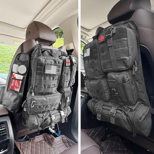 7 PACK Tactical Seat back organizer Truck organizer With 6 Detachable Pouches Universal For Car Truck Ford Jeep Military-Grade Heavier Panels With Multi-functional Packs (7 PACK -BLACK) - color: 7 PACK -BLACK