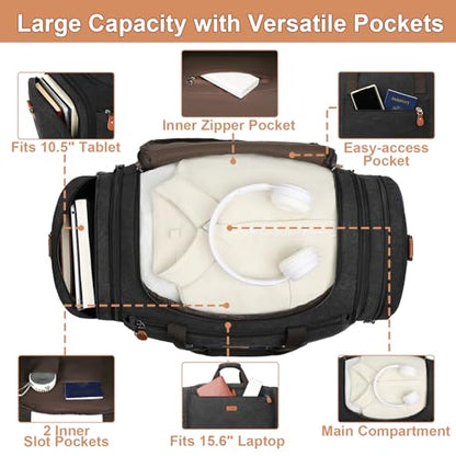 TIBES Duffle Bags for Travel Expandable 50L Canvas Weekender Bag, Overnight Bag Travel Duffel Bag for Men Women Carry On for Travel Weekend Overnight Gym, Durable & Water-Resistant - color: 4-Dark Grey