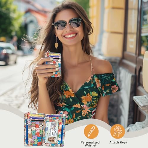 Yonlevres Cat Credit Card Holder Slim Wallet, RFID Wallet Women Front Pocket Small Card Holder, Travel Cute Funny Thin ID Window PU Leather RFID Blocking Case Organizer Gift Girls Ladies - color: Cat