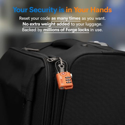 TSA Approved Cable Luggage Locks, Re-settable Combination with Alloy Body, Orange 4 Locks. - color: Orange 4 Pack