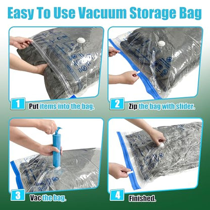 HIBAG Vacuum Storage Bags, 10 Space Saver Bags, Polyethylene (PE), Jumbo & Large Sizes, Zipper Closure, Vacuum Sealed, Ideal for Clothing & Bedding - size: 5 Jumbo 5 Large