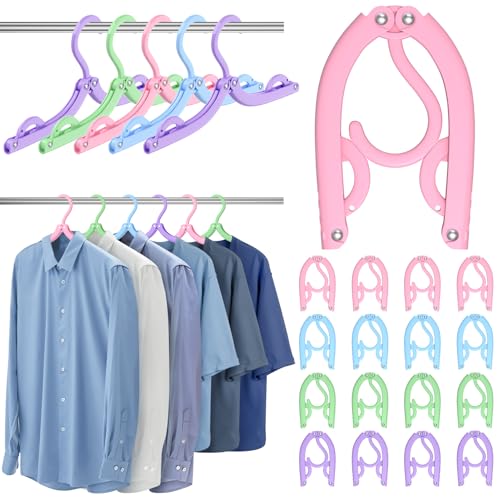 12 Pcs Portable Travel Hangers for Cruise Ship Essentials 2026, Plastic Folding Foldable Hangers Clothes Drying Rack Travel Accessories for Suitcase, RV, Camping, Flying, Hotel, Road Trip (Multi) - color: Multicolor
