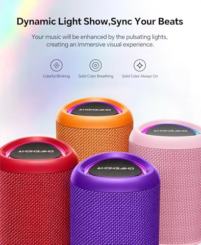 Portable Bluetooth Speaker Beach Essentials: Powerful Crystal Clear Sound/Dynamic Light/IPX5 Waterproof/All Day Playtime/Wireless BT 5.3/TWS Paring, Dad Gifts, Outdoor|Travel|Camping|Pool Accessories - color: Purple
