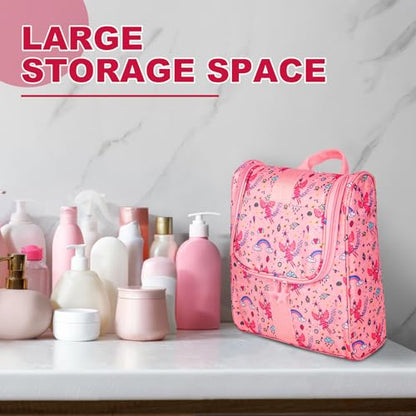 Remobia Hicol Cute Cartoon Hanging Kids Toiletry Bag Children Travel Cosmetic Makeup Organizer Wash Bag Shower bag Over Night Bag Camping Shaving Kit Bag for Boys & Girls(Fairy) - color: Fairy