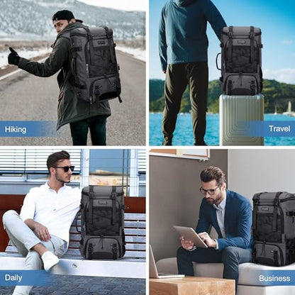 WITZMAN Travel Backpack for Men Large 3 in 1 Convertible Airline Approved Carry-on Luggage Backpack(B715 Silvery Grey) - color: Silvery Grey