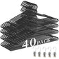 40Pack Heavy Duty Thickened and Reinforced Metal Hangers+5 Clothes Pins, Non-Slip Black Metal Hangers, Weight Capacity 50 lbs, Heavy Duty Hanger for Coats, Suits, Shirts, Dresses