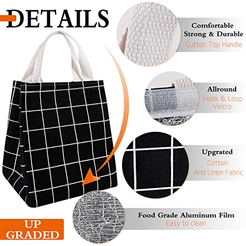 Lunch Bag Insulated Lunch Box for Women Men,Reusable Adult Lunch Tote Bags for Work or Travel (Black Plaid) - color: Black Plaid