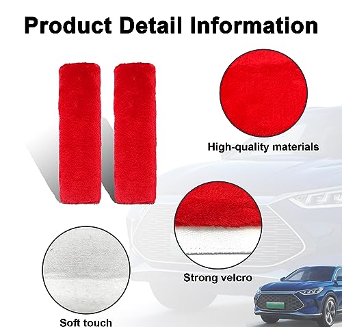 Ziciner 2 Packs Car Seatbelt Covers Shoulder Pad, Universal Soft Faux Sheepskin Shoulder Cover for Comfortable Driving, Fluffy Seat Belt Protector Help to Protect Your Neck and Shoulder (Red) - color: Red