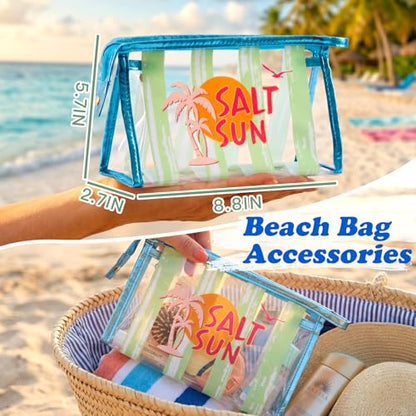 COSHAYSOO Sunscreen Bag Clear Makeup Toiletry Pouch Beach Vacation Essentials for Women Teen Girls Trip Gifts Summer Pool Travel Must Have Accessories Waterproof Stuff - color: Multi-Salt Sun