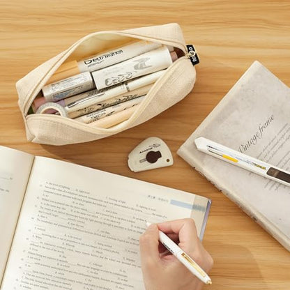 ANGOOBABY Small Pencil Case Student Pencil Pouch Coin Pouch Cosmetic Bag Office Stationery Organizer For Teen School-Beige - color: beige