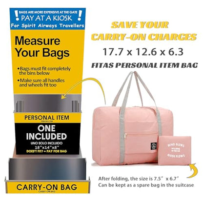 Travel Bag 12 Packes Carry on Luggage Foldable Duffel Bag Sports Gym Bag Weekender Overnight Bag Water Resistant Nylon Travel Duffel for Men Women (Pink 12PCS) - color: Pink 12