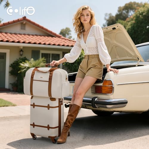 Coolife Luggage Set 3 Piece Suitcase Set Carry On Luggage PC Hardside Luggage TSA Lock Spinner Wheels Telescopic Handle - color: Dark Brown, size: 3 piece set (DB/TB/20)