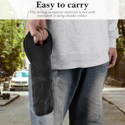 Wine Travel Carrier & Cooler Bag, Wine bottle Carrying Tote Picnic Cooler, Water, Drinks, Beer Bottle Insulated, Neoprene Hand Bag for Travel with Secure Carry Handle (Black) - color: Black, size: 14.5" x 4.7"