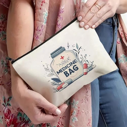 Medicine Storage Pouch with Diabetes, Medicines Bag, and Medical Supply Designs, White Canvas Zipper Cases, Multi-Use Functionality (Gift for Birthdays, Graduation, Christmas) (Style B) - style: Style B