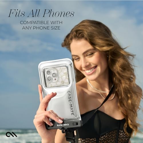 Case-Mate IP68 Waterproof Phone Pouch - Travel Beach Cruise Ship Essentials - Floating Waterproof Phone Case with Crossbody Lanyard for iPhone 17 Pro Max/16 Pro Max/15/14 /13 /S26/S25 - Silver Chrome - color: Silver Chrome