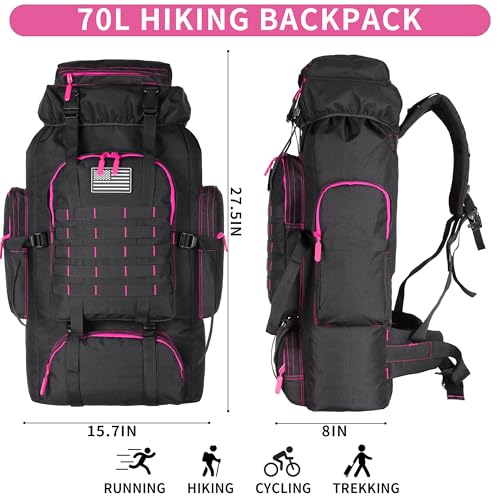 Hiking Backpack for Men 70L/100L Camping Backpack Military Rucksack Molle 3 Days Assault Pack for Climbing | Camping Backpack - color: 70l-blackrose