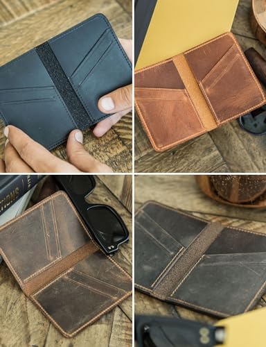 Handcrafted Genuine Leather Wallets, Minimalist Cardholders, and Passport Covers, Handmade Gift - color: Chestnut, style: Bifold Cardholder