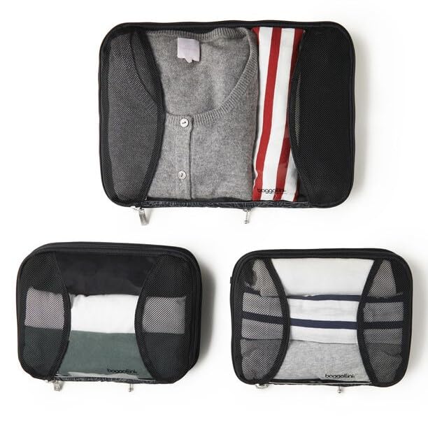 Baggallini Compression Cube 3-piece set - Lightweight Compression Packing Cubes for Travel - color: Midnight blossom