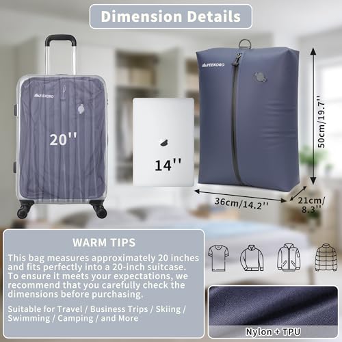 Upgraded Vacuum Bag for Travel, Professional IPX8 Waterproof Reusable Vacuum Compression Bags for Travel Suitcases, Durable Space Saver Bag - color: Navy Blue, size: 2 PC -With Pump