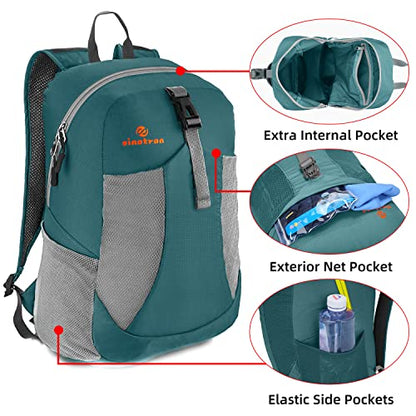 sinotron 22L Lightweight Packable Hiking Backpack, Small Hiking Backpack Day Pack for Women Men Travel Camping Vacation - color: Dark Green