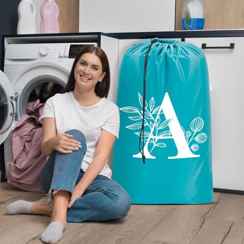 Sylfairy 2 Pack Extra Large Travel Laundry Bag, Dirty Clothes Organizer with Drawstring,Heavy Duty Travel Laundry Bags - color: Letter A