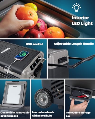 Kohree 12V Car Refrigerator, 53 Quart (50L) Portable Refrigerator, Dual Zone -4℉-68℉ Car Fridge Portable Freezer 12/24V DC and 100-240V AC for RV, Camping,Travel - size: 53Qt Dual Door
