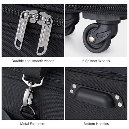 Hanke Expandable Collapsible Luggage with Wheels, Black Upgrade Version 2, 98L, Water-Resistant, 5 Spinner Wheels, 3 Pockets, Polyester, 19x13x27.2 inches, 6.1lb, Carry-On Luggage, Travel, Vacation - color: Black Upgrade Version 2