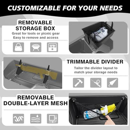 VaultsOnWheels Under Seat Storage Box Fit for 2019-2026 Chevy Silverado 1500/2500/3500HD (Not for Rear Kicker Subwoofer), Console Organizer Truck Tool Box Detachable Underseat Organizer w/TPE Mats - size: 2)Silverado|2019+|Rear underseat storage