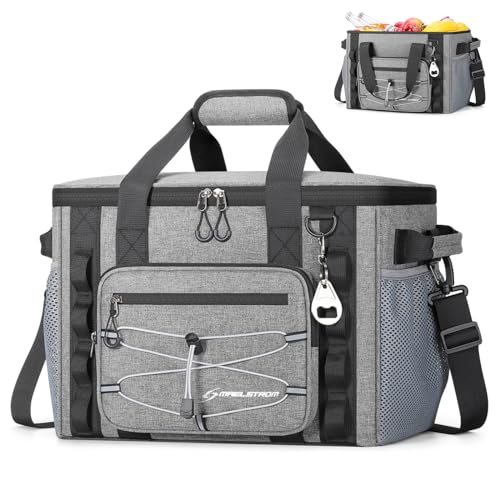 Maelstrom Soft Sided Cooler Bag, 30/40 Can Collapsible Insulated Ice Chest, Large Leakproof Portable Storage for Camping, Travel, Kayaking & Beach - color: 2.Gray, size: 40 Can
