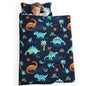 PHF Soft Toddler Nap Mat with Removable Pillow, Rollup Design Kids Sleeping Mat, Slumber Bags for Boys, 55"x23" Toddler Sleeping Bag for Daycare Preschool Travel Camping, Large Navy Dinosaur - color: Large Navy Dinosaur
